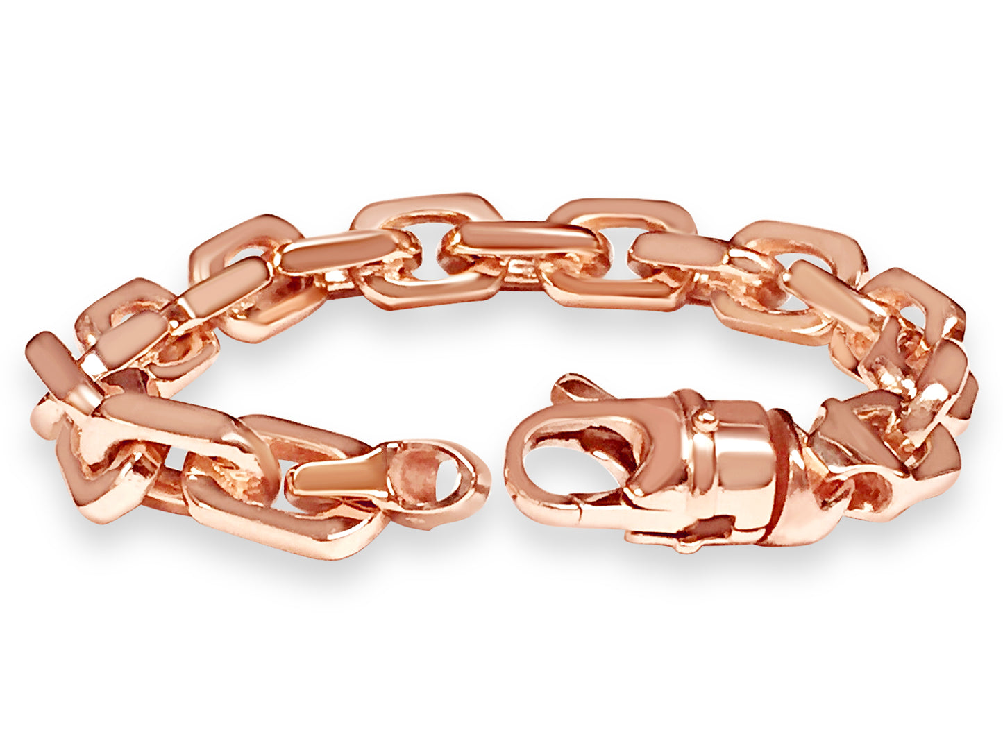 Fancy Rolo Solid Gold Handmade Bracelet , 11mm, 6.5-10 Inch