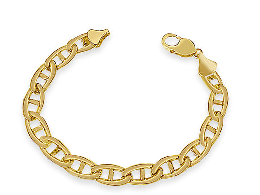 Anchor Mariner Solid Gold Handmade Bracelet , 9mm, 6.5-10 Inch