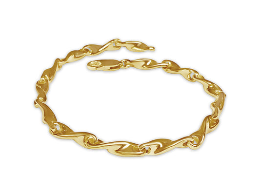 Twist Solid Gold Handmade Bracelet , 5mm, 6.5-10 Inch