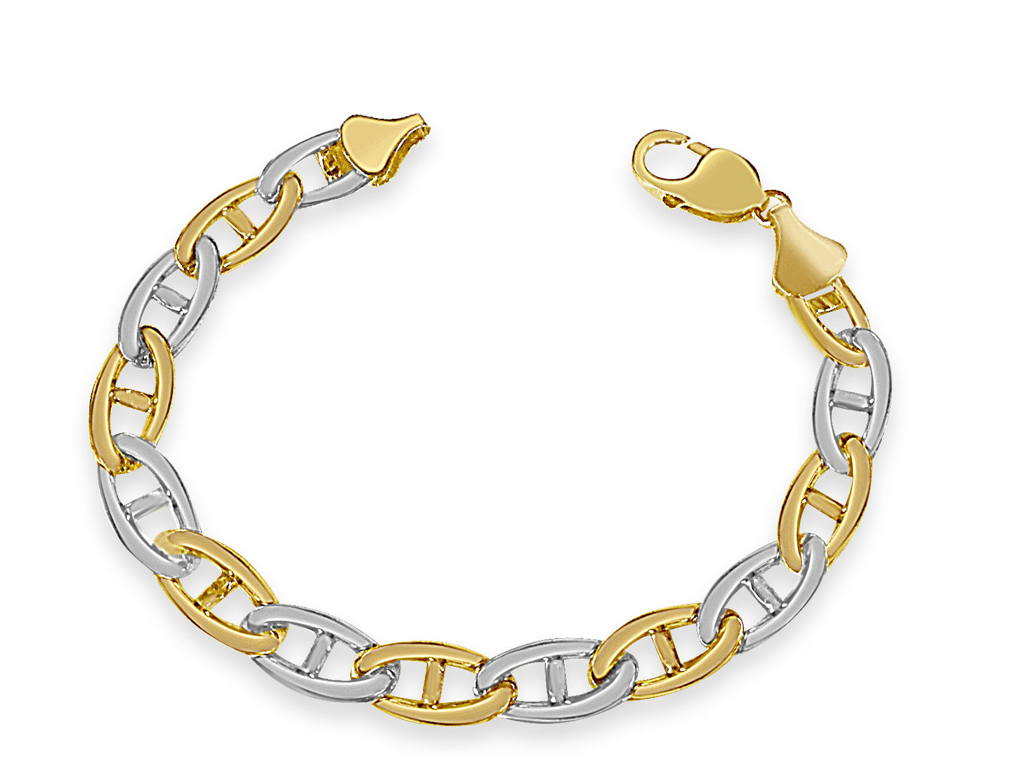 Anchor Mariner Solid Gold Handmade Bracelet , 9mm, 6.5-10 Inch