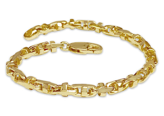 Anchor Mariner Solid Gold Handmade Bracelet , 4mm, 6.5-10 Inch