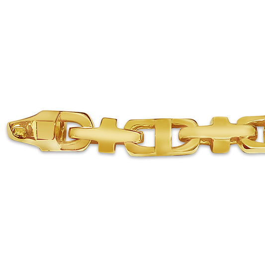 Anchor Mariner Solid Gold Handmade Bracelet , 7mm, 6.5-10 Inch