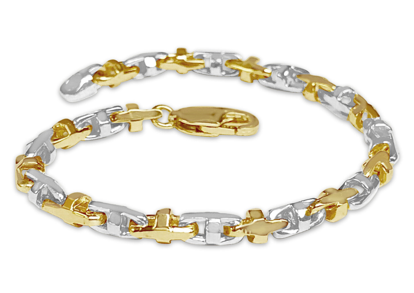 Anchor Mariner Solid Gold Handmade Bracelet , 4mm, 6.5-10 Inch