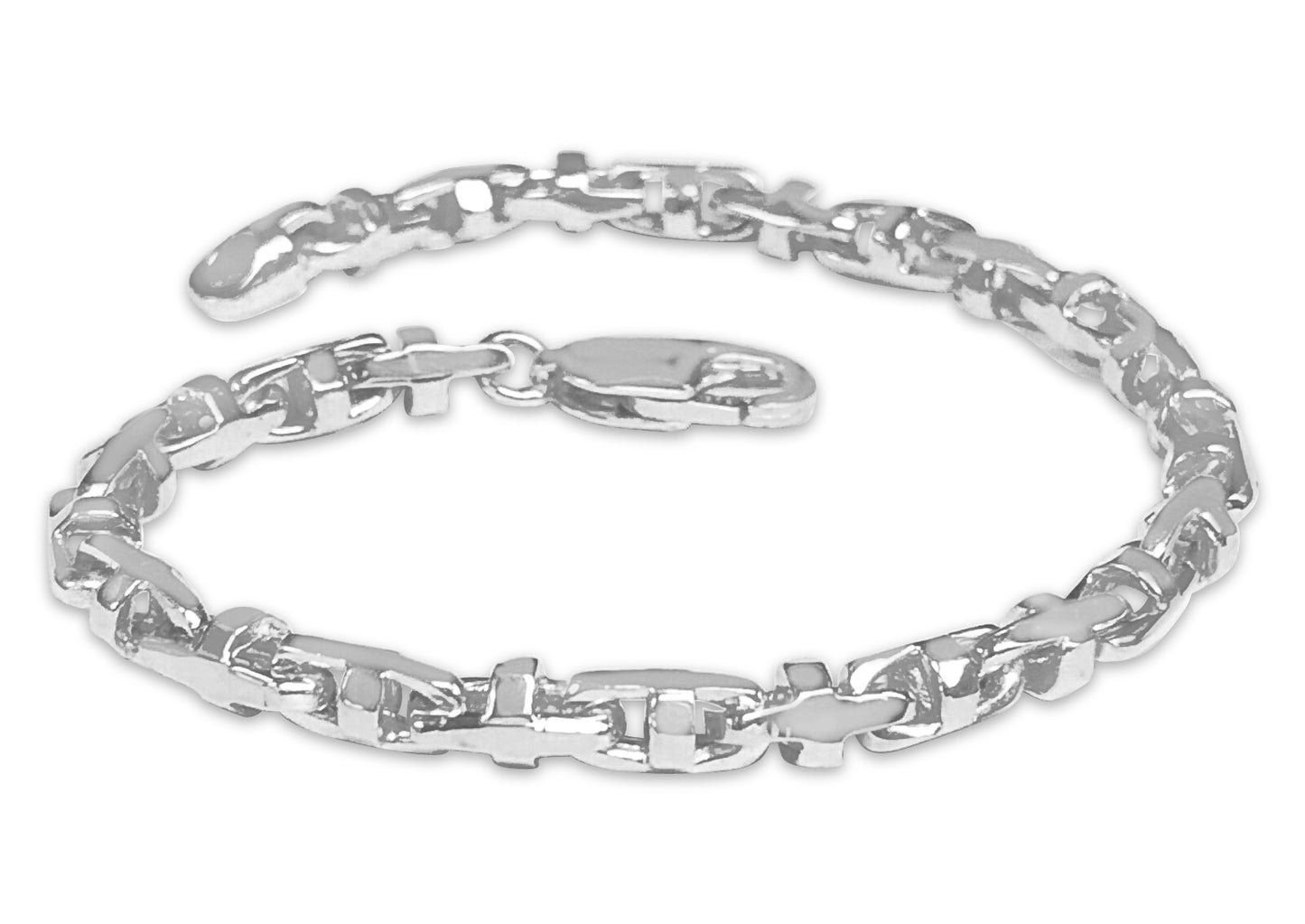 Anchor Mariner Solid Gold Handmade Bracelet , 4mm, 6.5-10 Inch