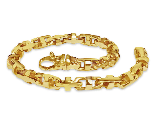 Anchor Mariner Solid Gold Handmade Bracelet , 7mm, 6.5-10 Inch