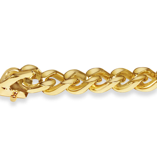 Curb Solid Gold Handmade Bracelet , 8mm, 6.5-10 Inch