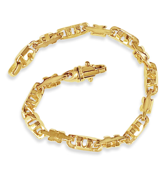 Anchor Mariner Solid Gold Handmade Bracelet , 6mm, 6.5-10 Inch