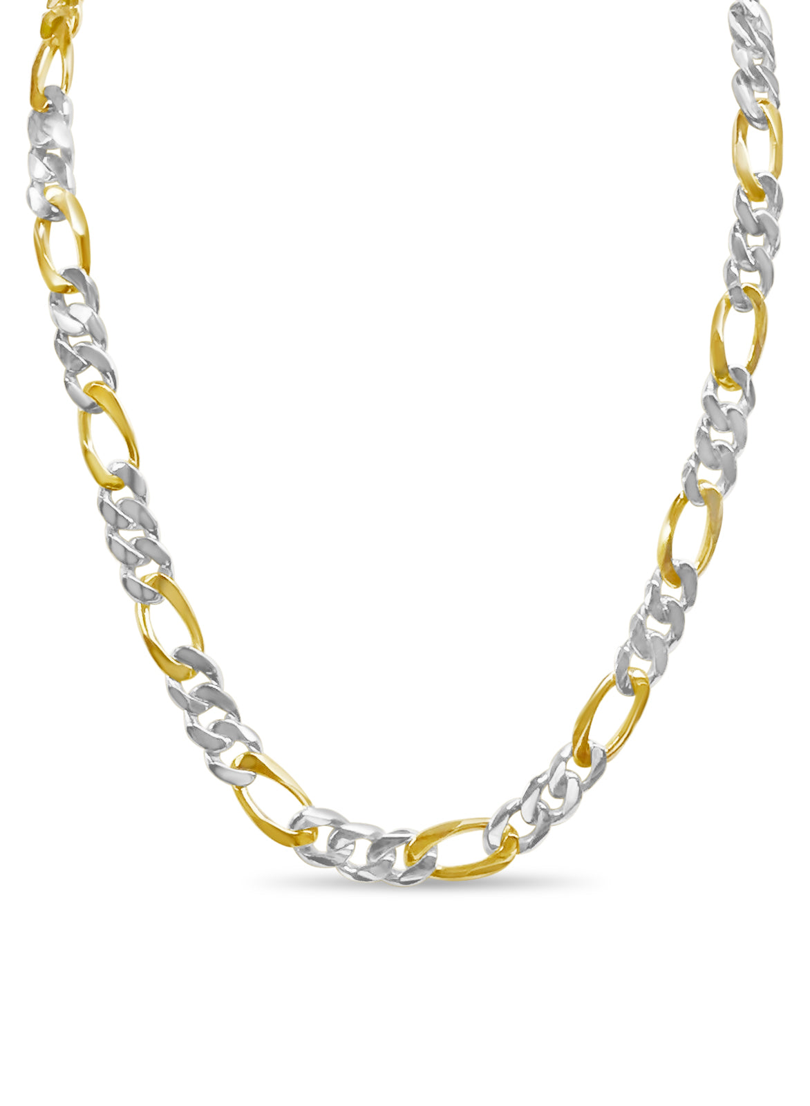 Figaro Solid Gold Handmade Necklace , 12mm, 16-30 Inch