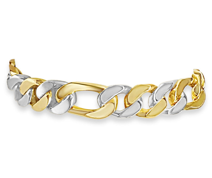 Figaro Solid Gold Handmade Bracelet , 7mm, 6.5-10 Inch