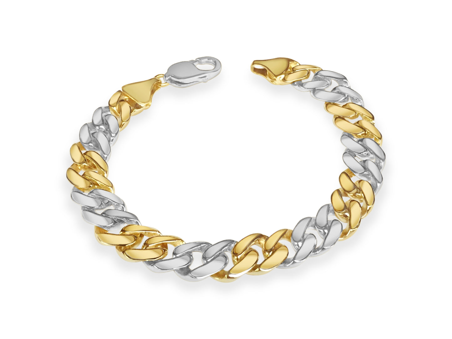 Curb Solid Gold Handmade Bracelet , 11mm, 6.5-10 Inch