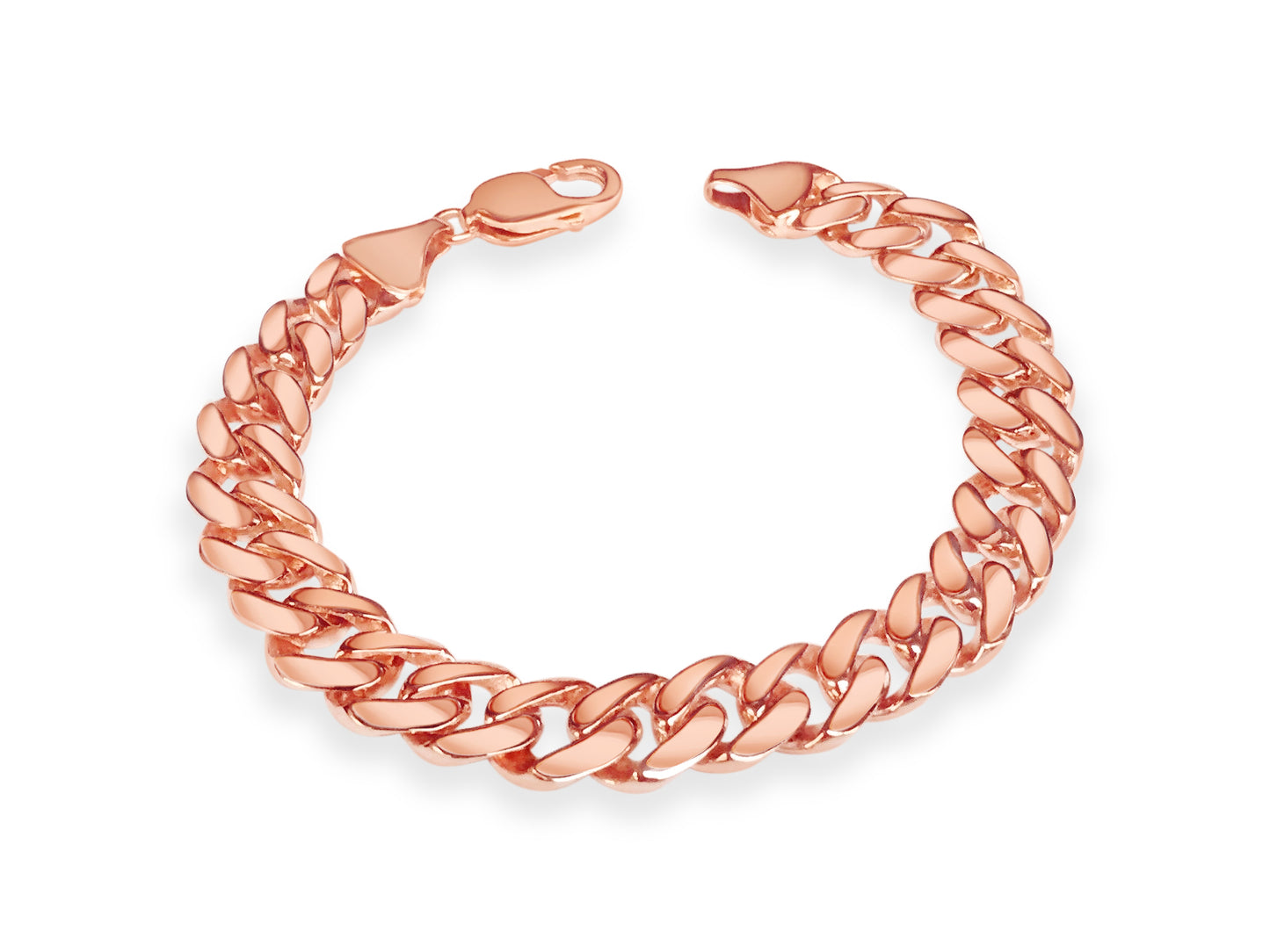 Curb Solid Gold Handmade Bracelet , 11mm, 6.5-10 Inch