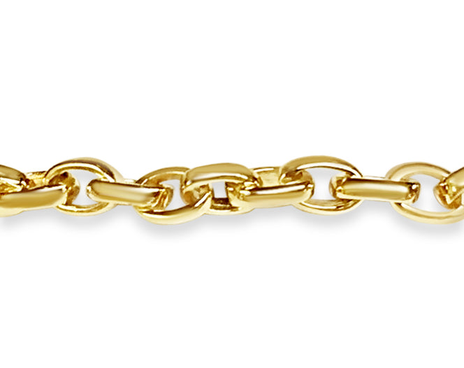 Oval Rolo Solid Gold Handmade Bracelet , 6mm, 6.5-10 Inch