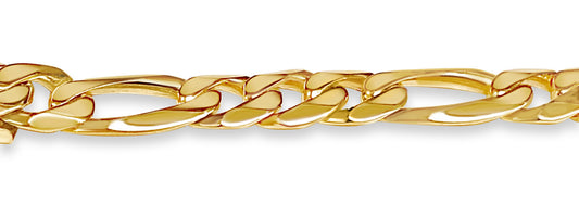 Figaro Solid Gold Handmade Bracelet , 9mm, 6.5-10 Inch