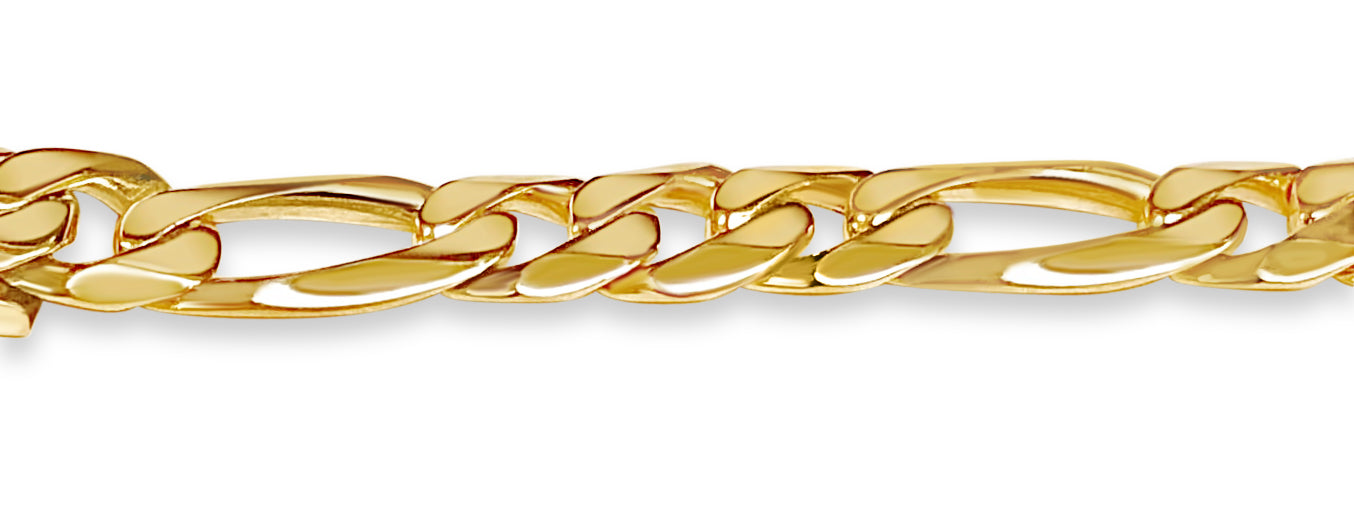 Figaro Solid Gold Handmade Necklace , 9mm, 16-30 Inch