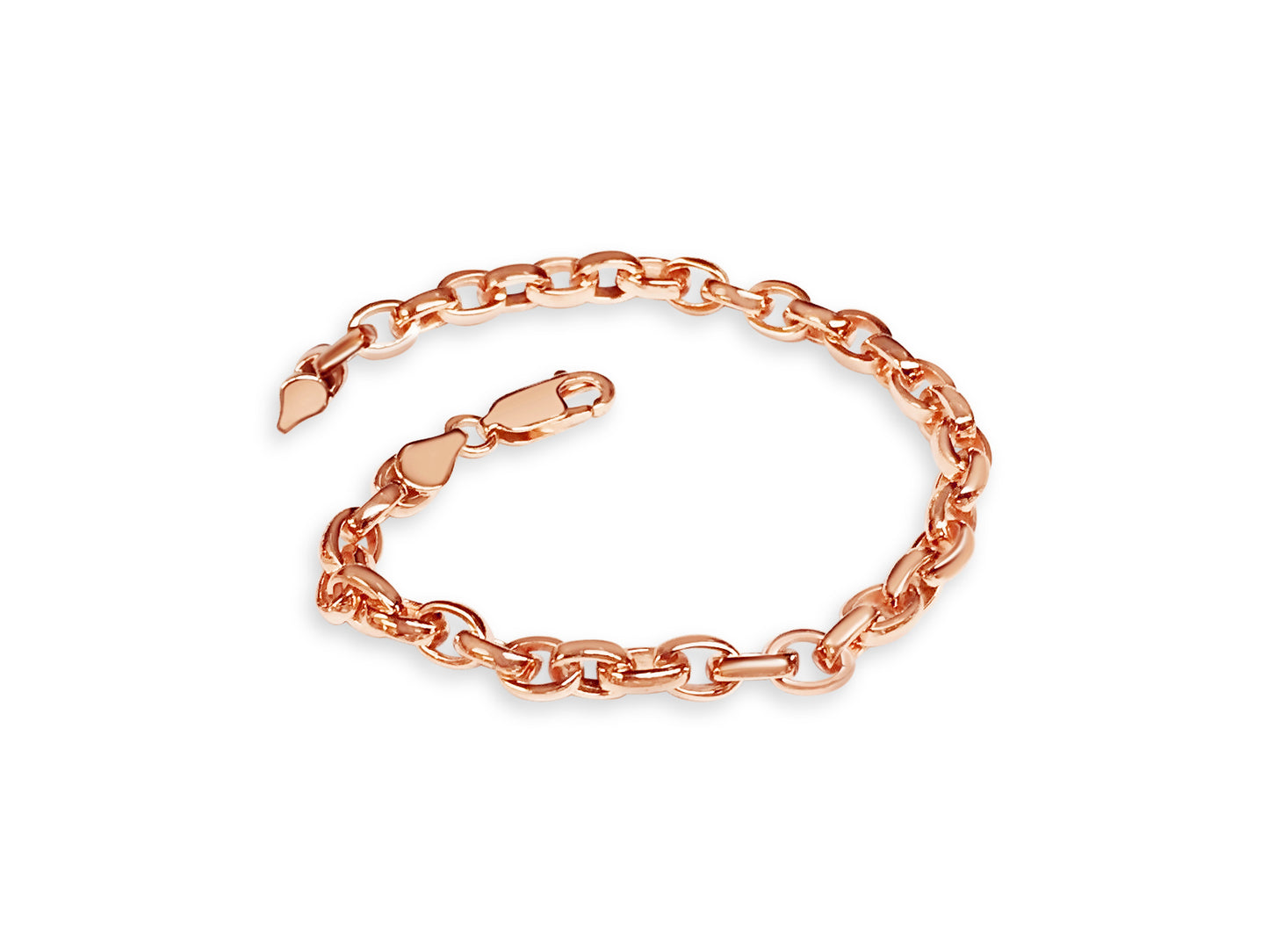 Oval Rolo Solid Gold Handmade Bracelet , 6mm, 6.5-10 Inch