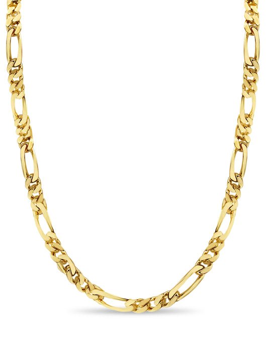 Figaro Solid Gold Handmade Necklace , 7mm, 16-30 Inch