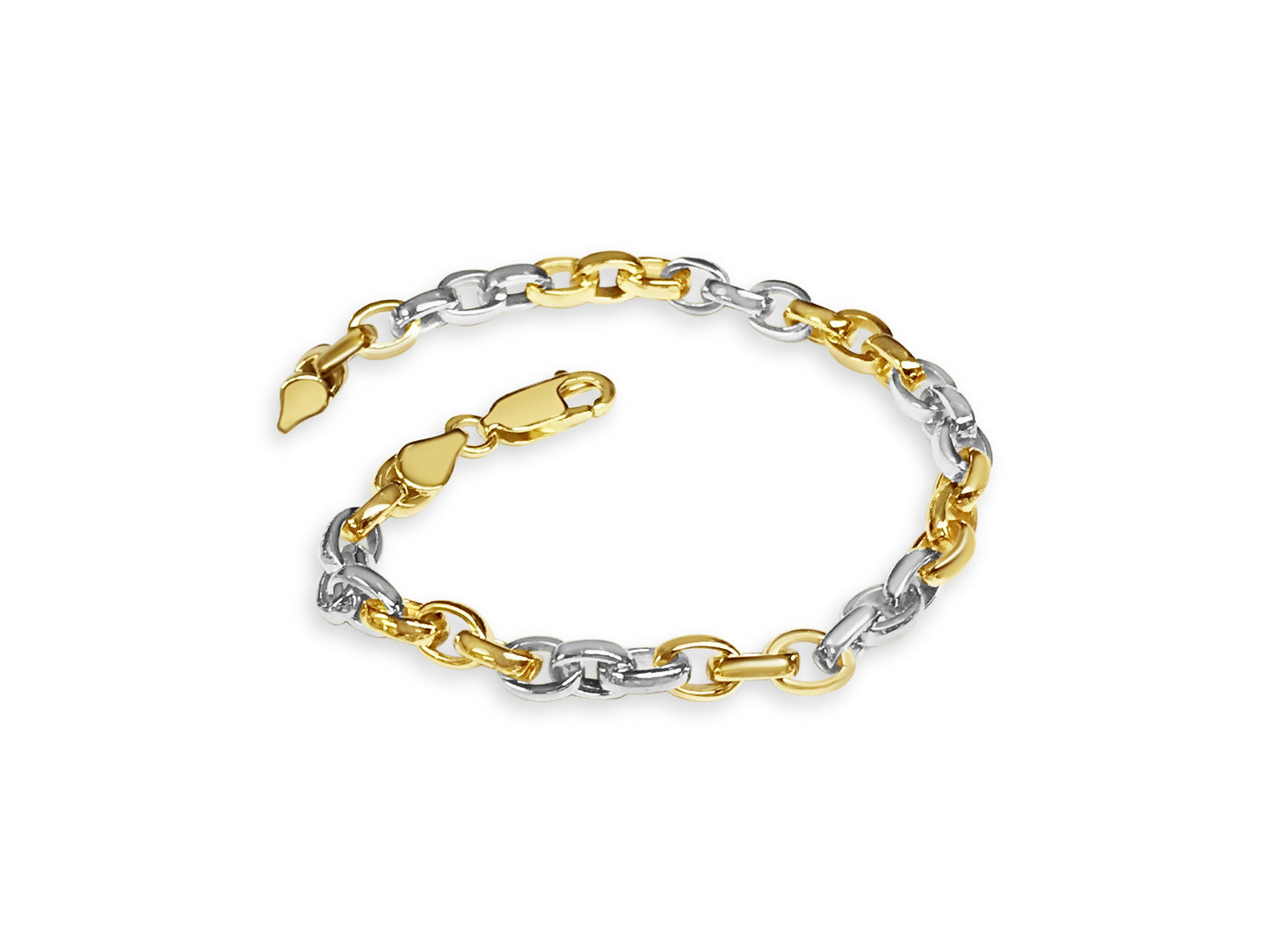 Oval Rolo Solid Gold Handmade Bracelet , 6mm, 6.5-10 Inch