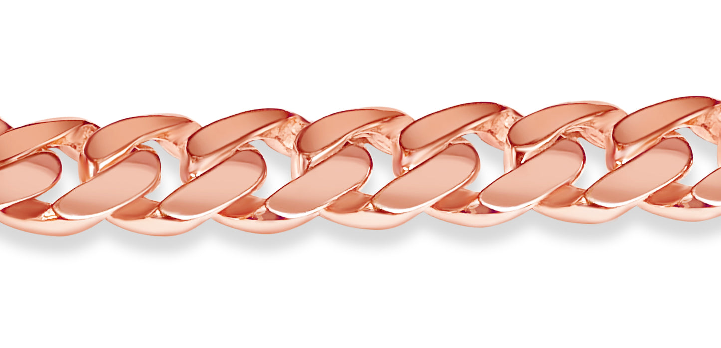 Curb Solid Gold Handmade Bracelet , 11mm, 6.5-10 Inch