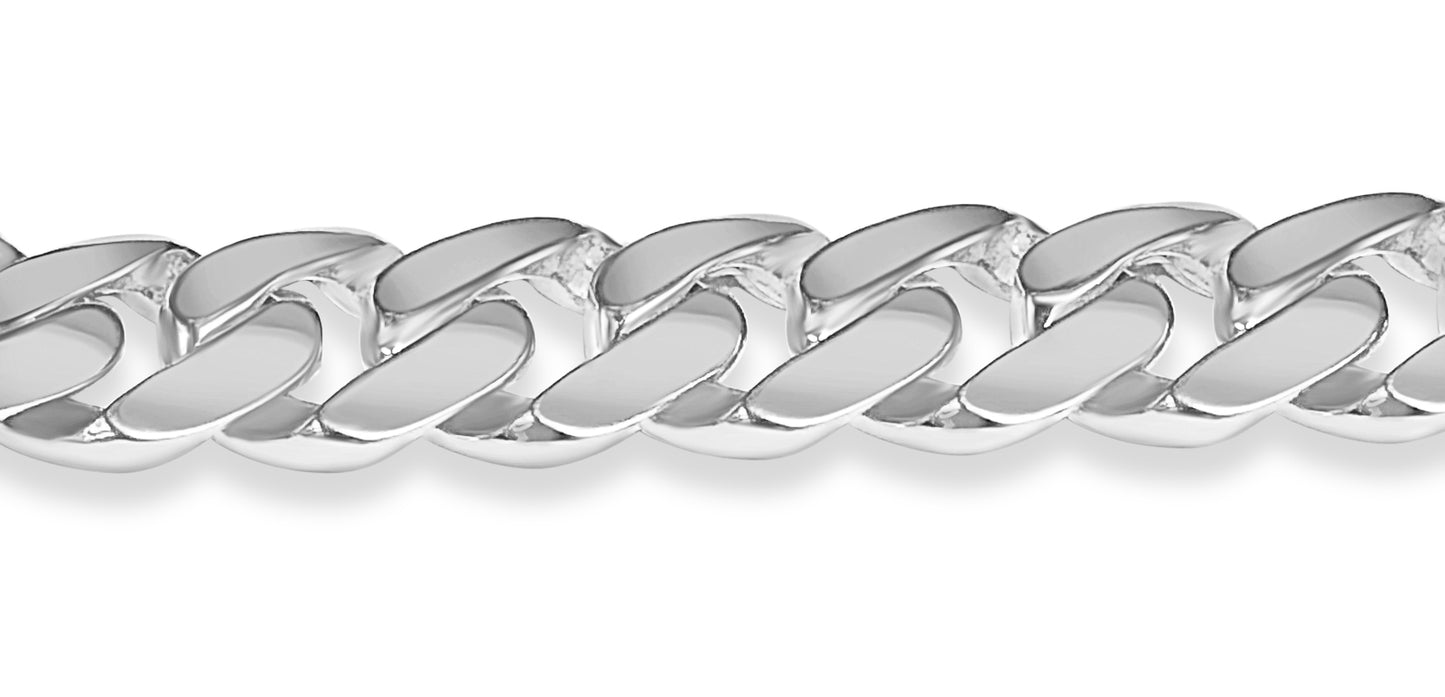 Curb Solid Gold Handmade Bracelet , 11mm, 6.5-10 Inch