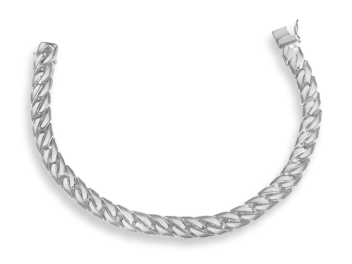Curb Solid Gold Handmade Bracelet , 8mm, 6.5-10 Inch