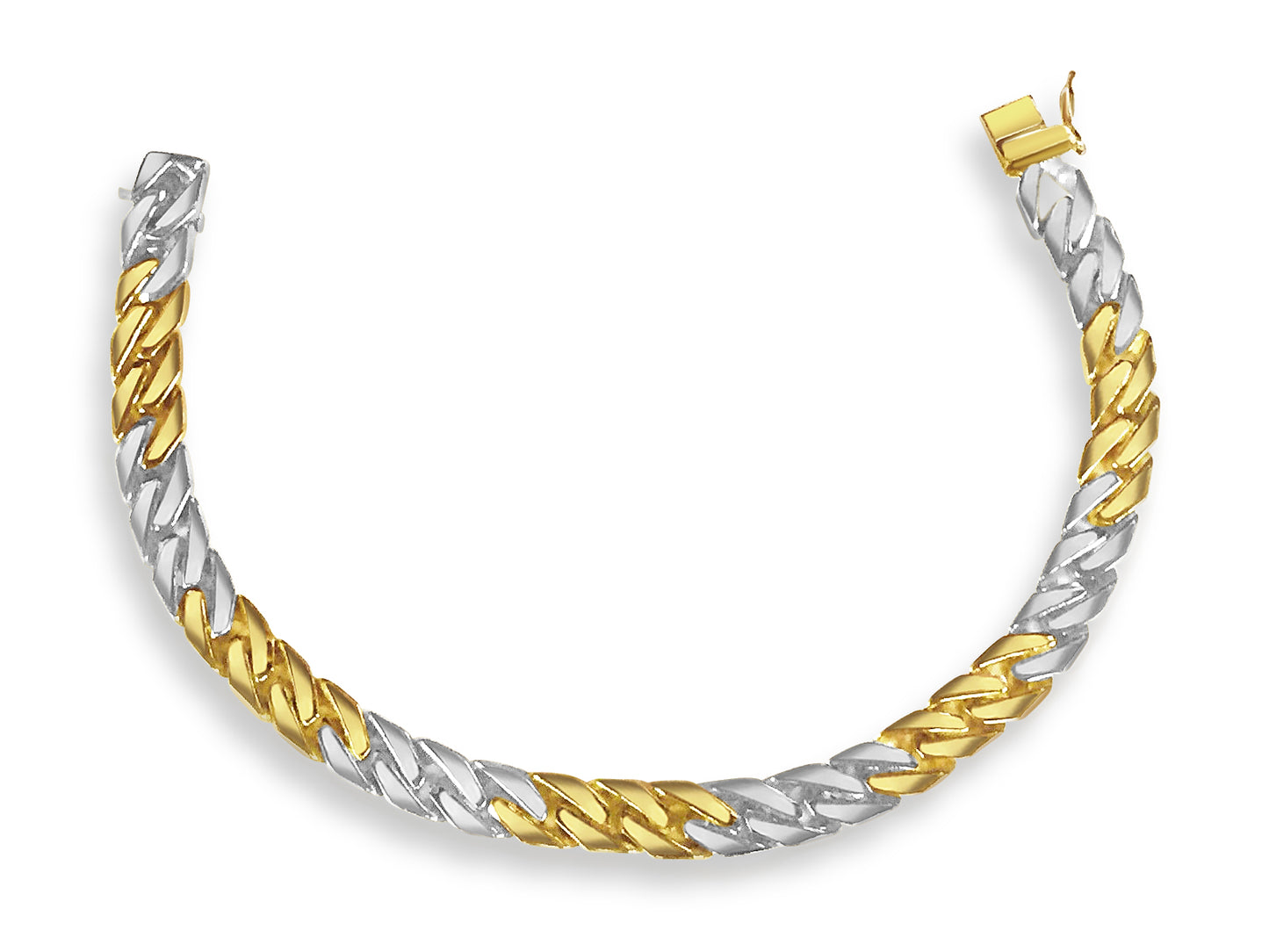 Curb Solid Gold Handmade Bracelet , 8mm, 6.5-10 Inch