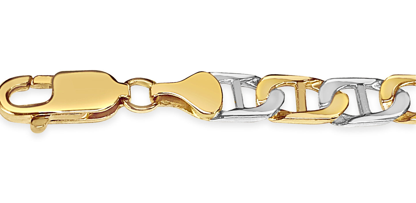 Mariner Solid Gold Handmade Bracelet , 7mm, 6.5-10 Inch