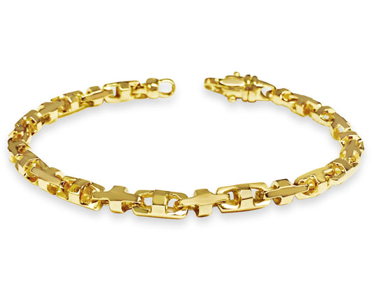 Anchor Mariner Solid Gold Handmade Bracelet , 5mm, 6.5-10 Inch