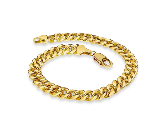 Miami Cuban Solid Gold Handmade Bracelet , 7mm, 6.5-10 Inch