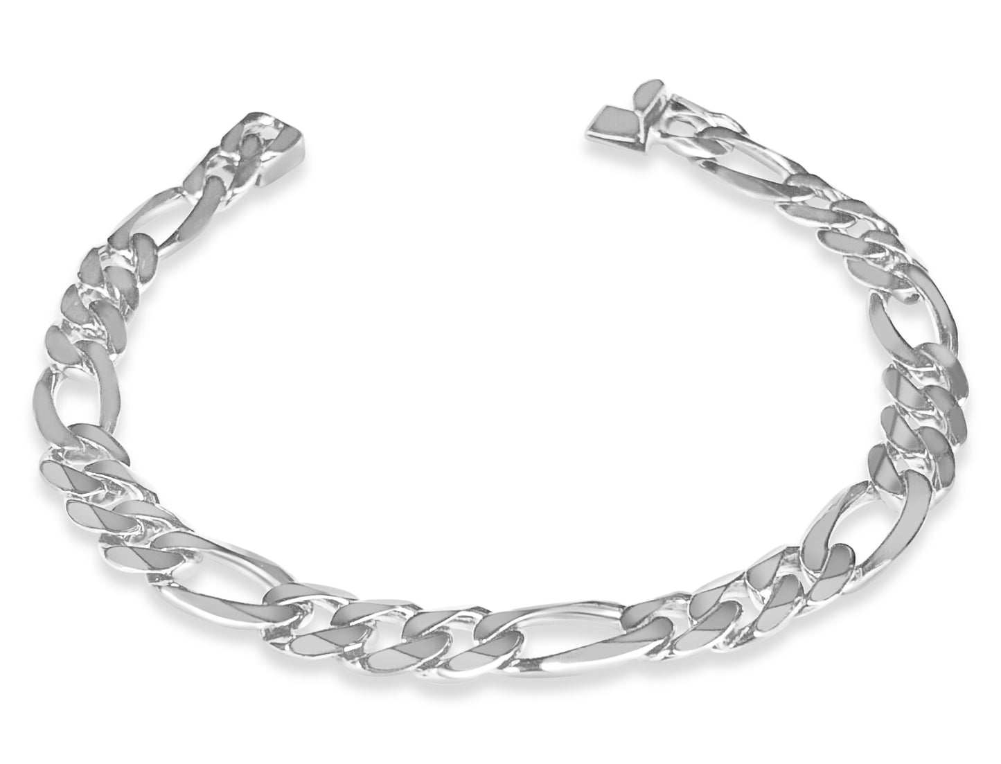 Figaro Solid Gold Handmade Bracelet , 9mm, 6.5-10 Inch