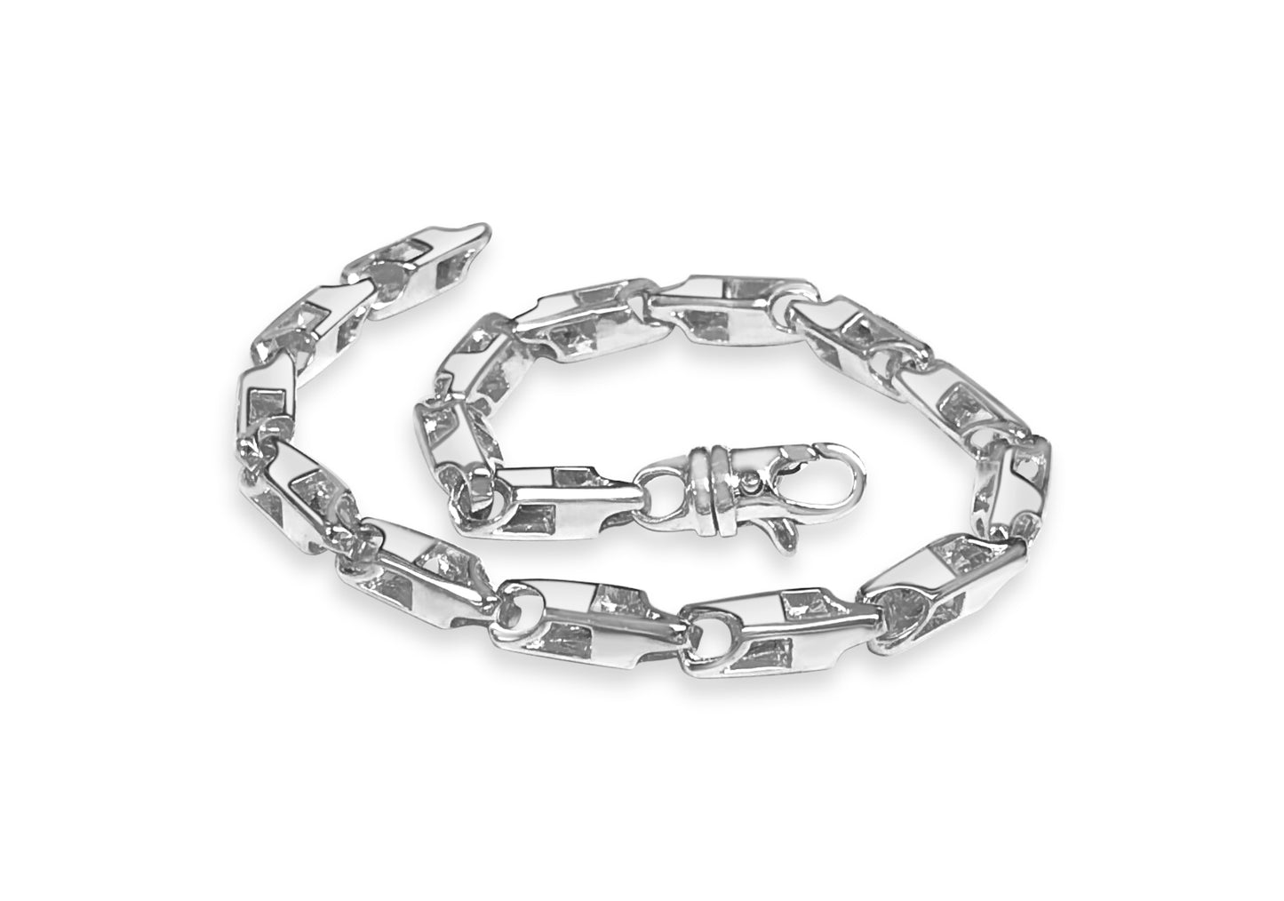 Rectangle Tube Solid Gold Handmade Bracelet , 6mm, 6.5-10 Inch