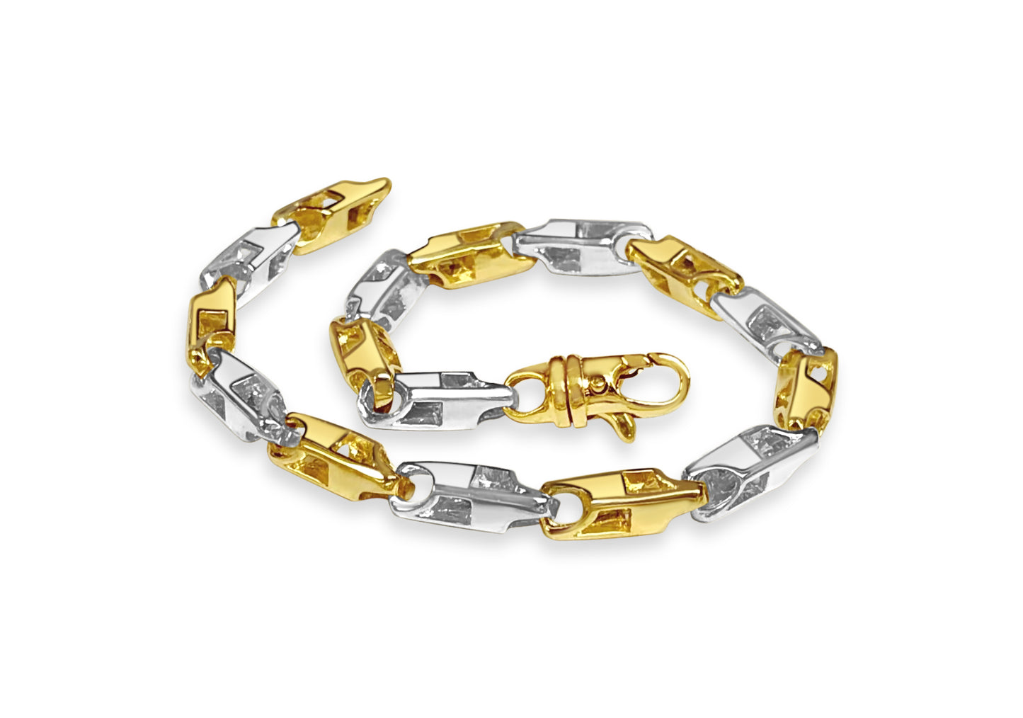 Rectangle Tube Solid Gold Handmade Bracelet , 6mm, 6.5-10 Inch