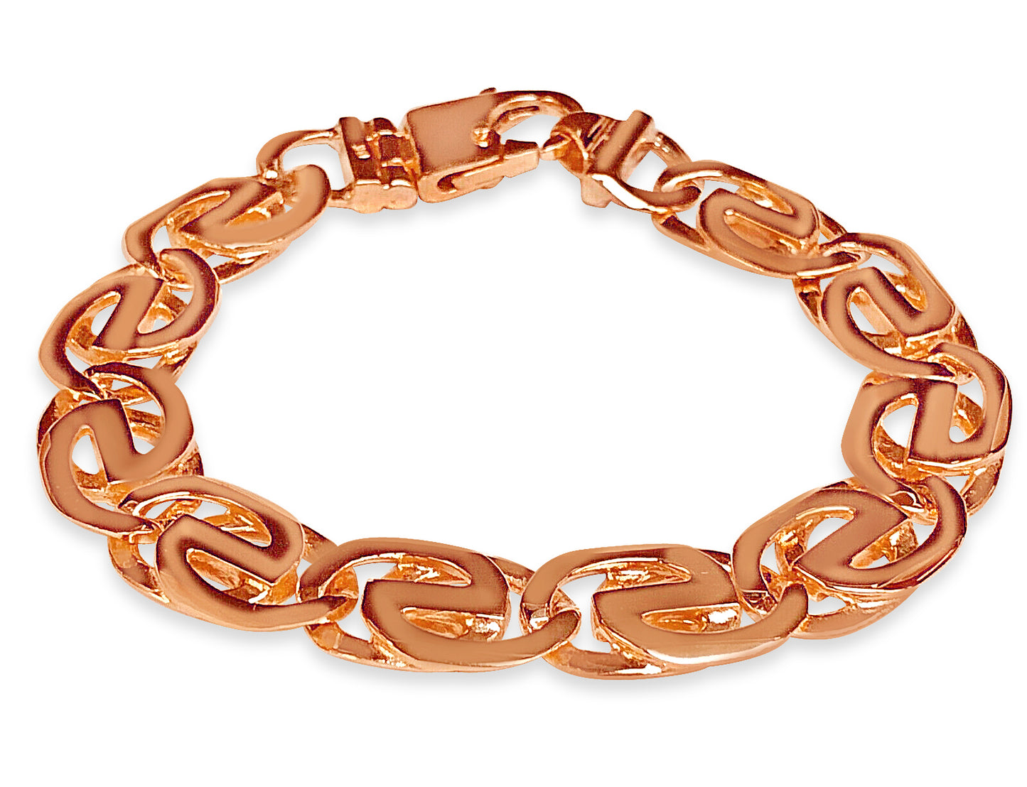 Tiger Eye Solid Gold Handmade Bracelet , 13mm, 6.5-10 Inch