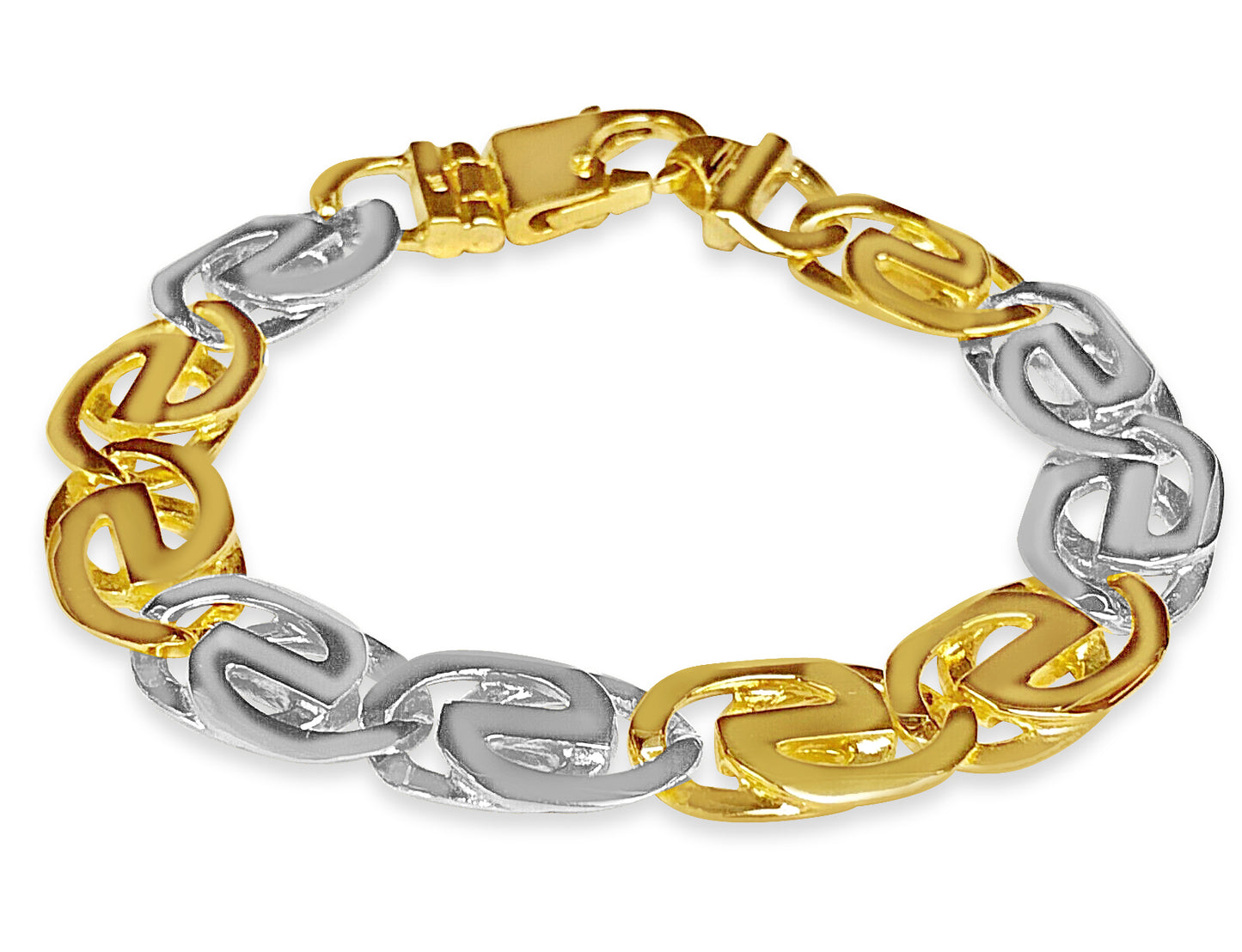 Tiger Eye Solid Gold Handmade Bracelet , 13mm, 6.5-10 Inch