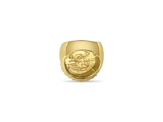 Diamond Fancy Solid Gold Handmade Coin Ring , 1/4oz Coin ,