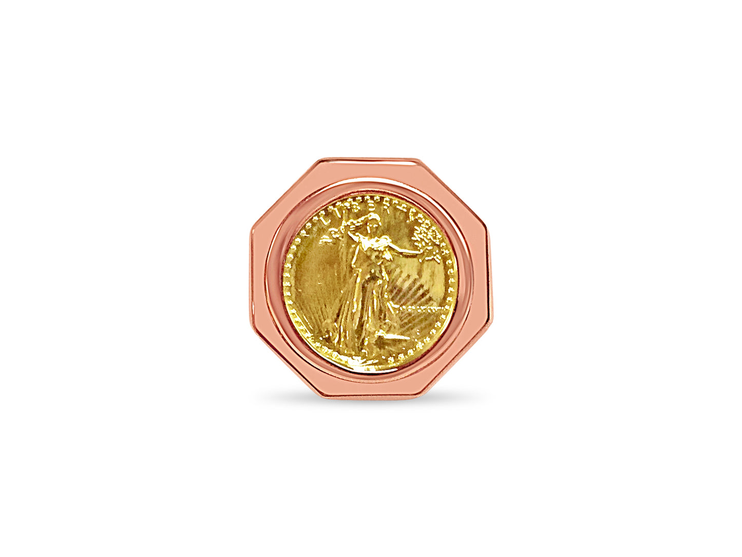 Fancy Solid Gold Handmade Coin Ring , 1/10oz Coin ,