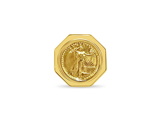 Fancy Solid Gold Handmade Coin Ring , 1/10oz Coin ,