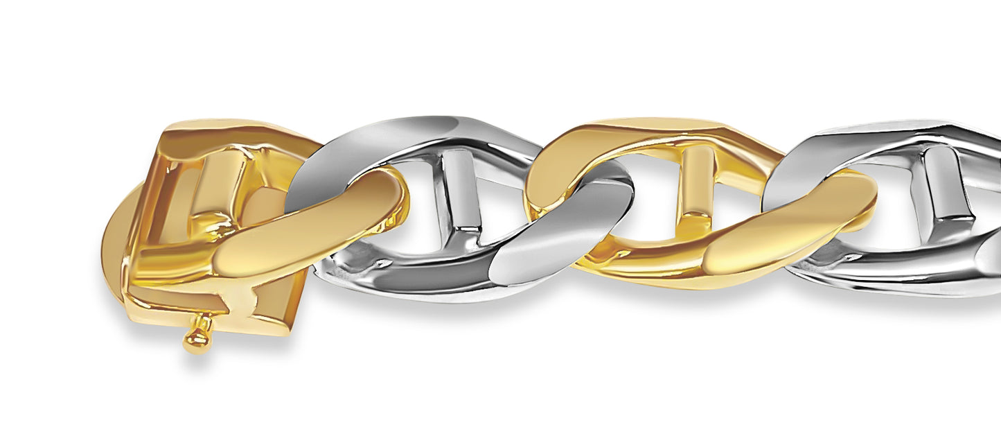 Mariner Solid Gold Handmade Bracelet , 17mm, 6.5-10 Inch