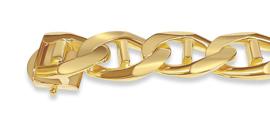 Mariner Solid Gold Handmade Bracelet , 17mm, 6.5-10 Inch