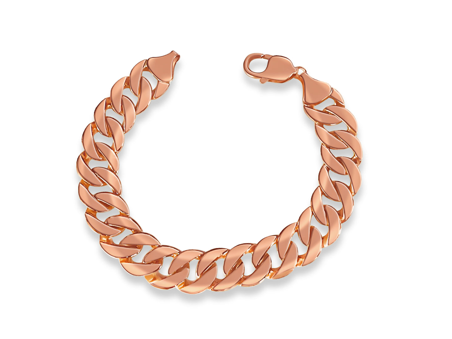 Curb Solid Gold Handmade Bracelet , 14mm, 6.5-10 Inch