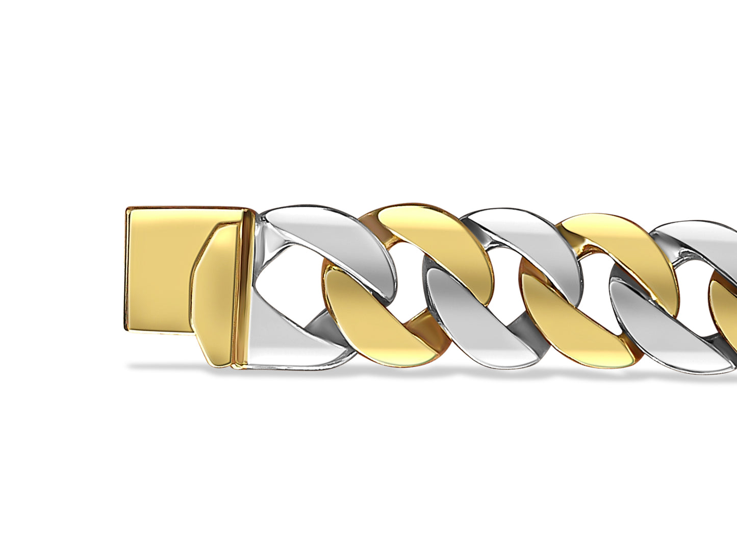 Curb Solid Gold Handmade Bracelet , 14mm, 6.5-10 Inch