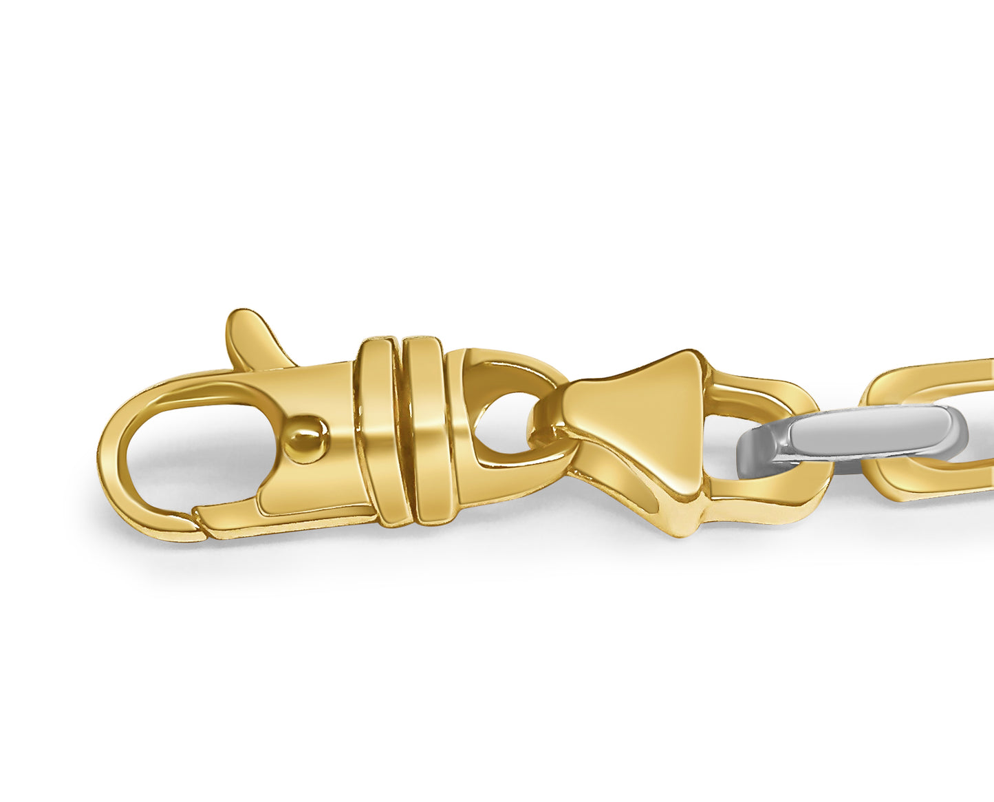Fancy Rolo Solid Gold Handmade Bracelet , 7mm, 6.5-10 Inch