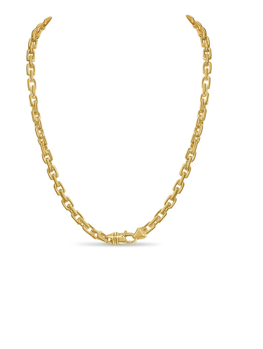 Fancy Rolo Solid Gold Handmade Necklace , 7mm, 16-30 Inch