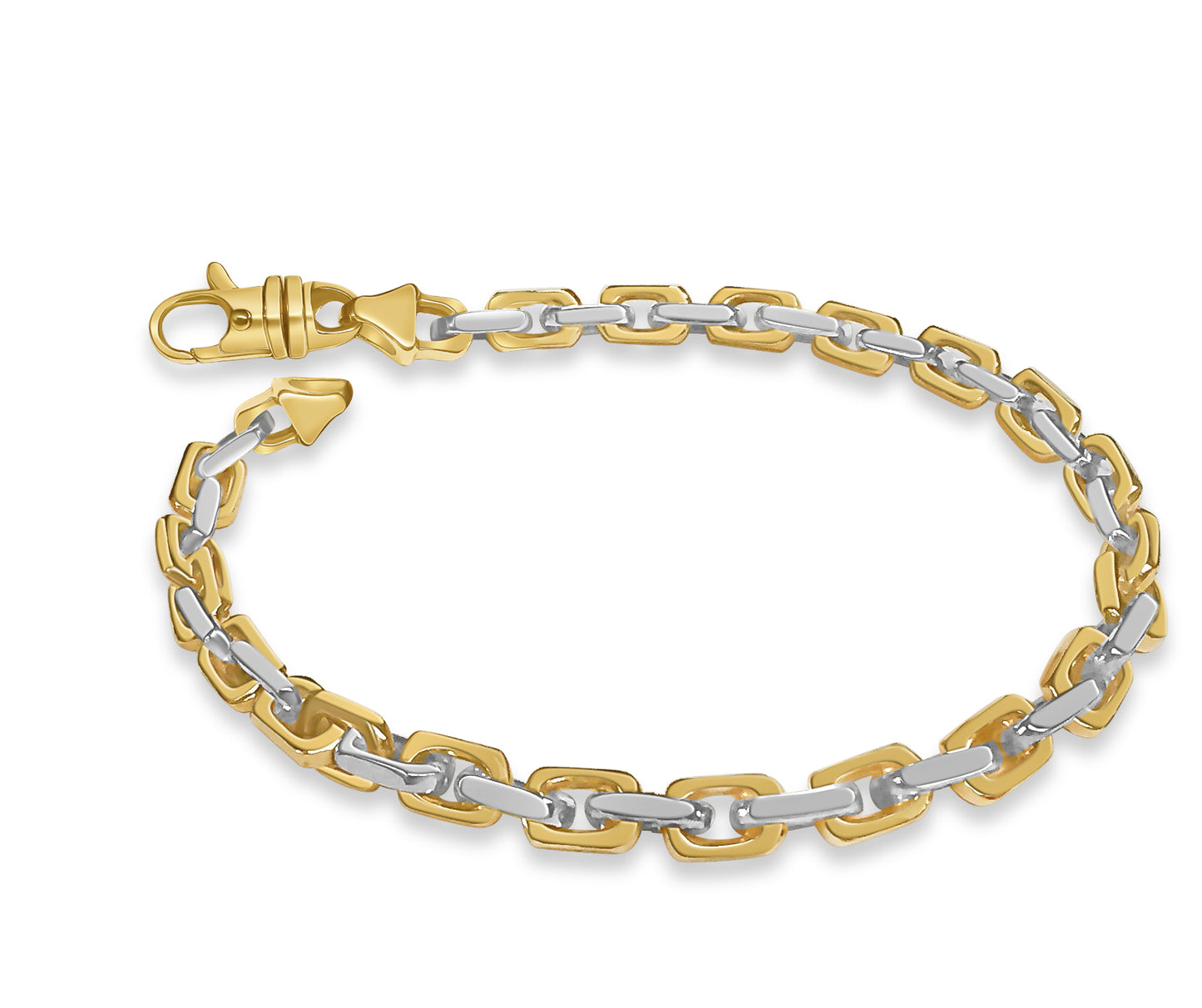 Fancy Rolo Solid Gold Handmade Bracelet , 7mm, 6.5-10 Inch