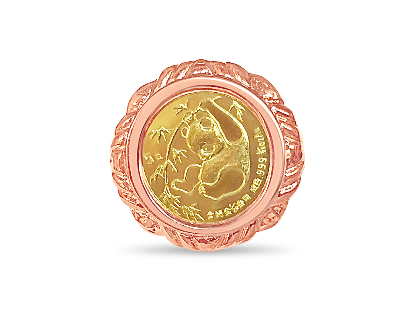 Fancy Solid Gold Handmade Coin Ring , Chinese Panda Bear Coin ,