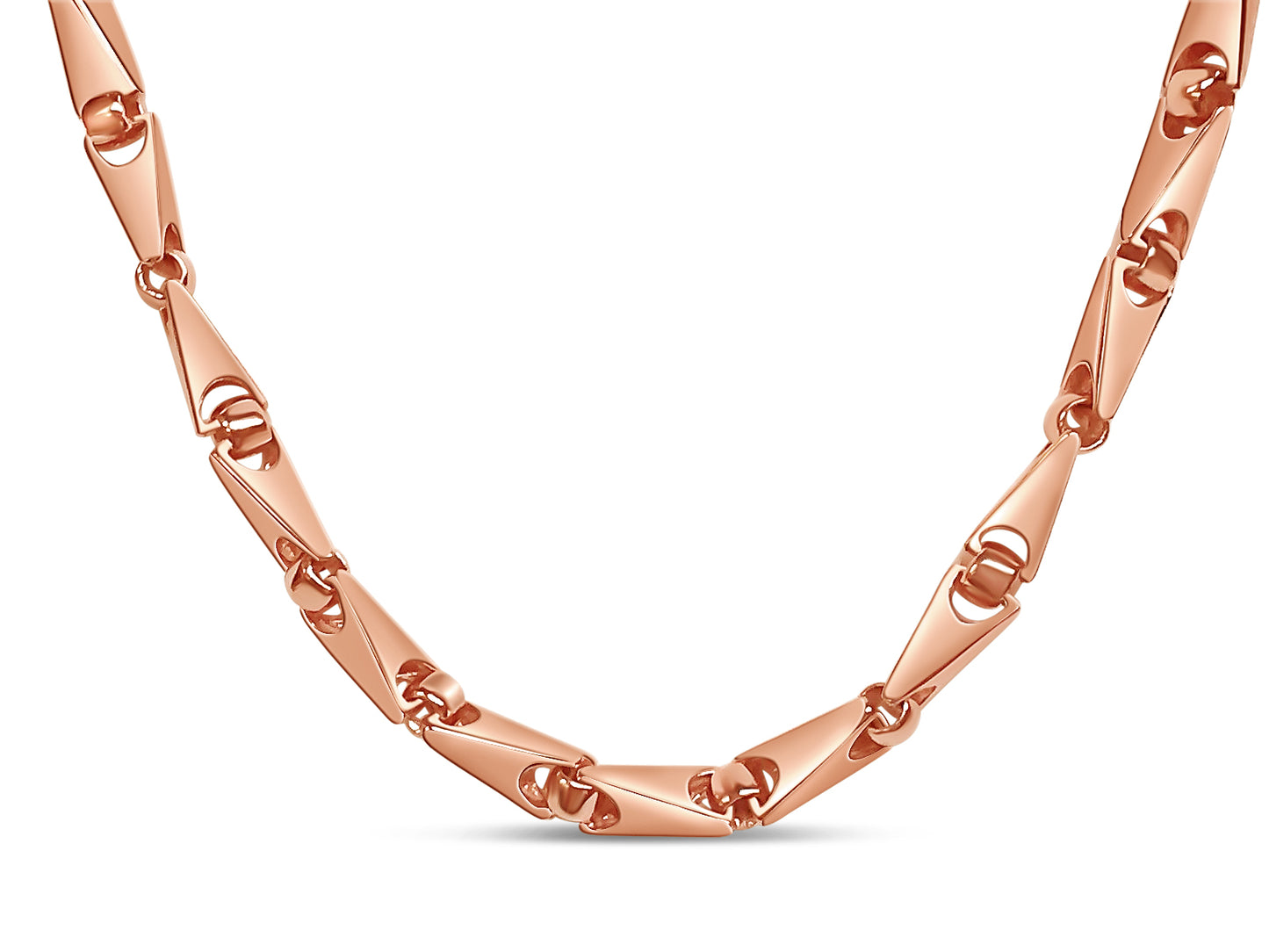 Triangular Tube Solid Gold Handmade Necklace , 8mm, 16-30 Inch