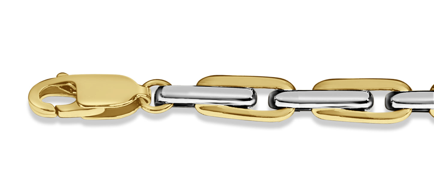 Fancy Rolo Solid Gold Handmade Bracelet , 5mm, 6.5-10 Inch