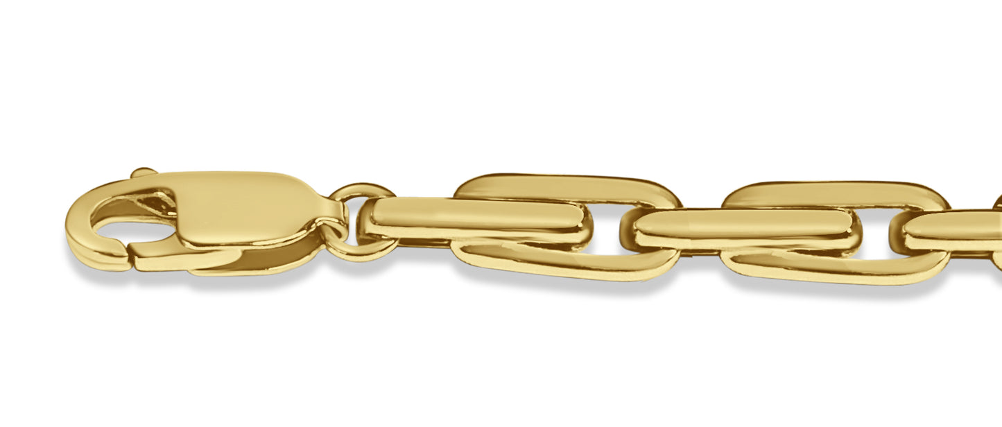 Fancy Rolo Solid Gold Handmade Bracelet , 5mm, 6.5-10 Inch