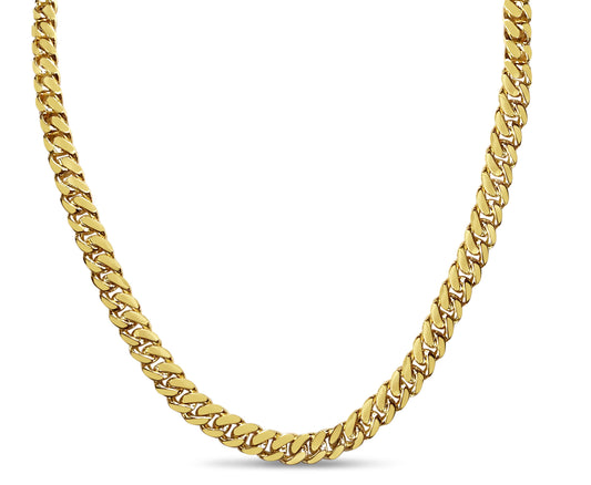 Miami Cuban Solid Gold Handmade Necklace , 7mm, 16-30 Inch