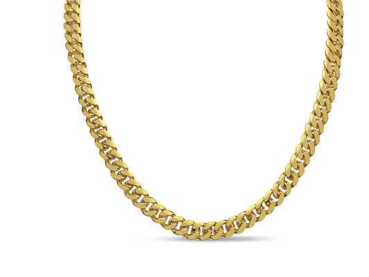 Miami Cuban Solid Gold Handmade Necklace , 8mm, 16-30 Inch