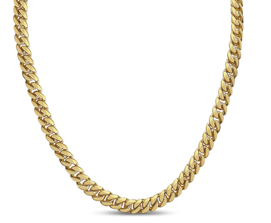 Miami Cuban Solid Gold Handmade Necklace , 7mm, 16-30 Inch